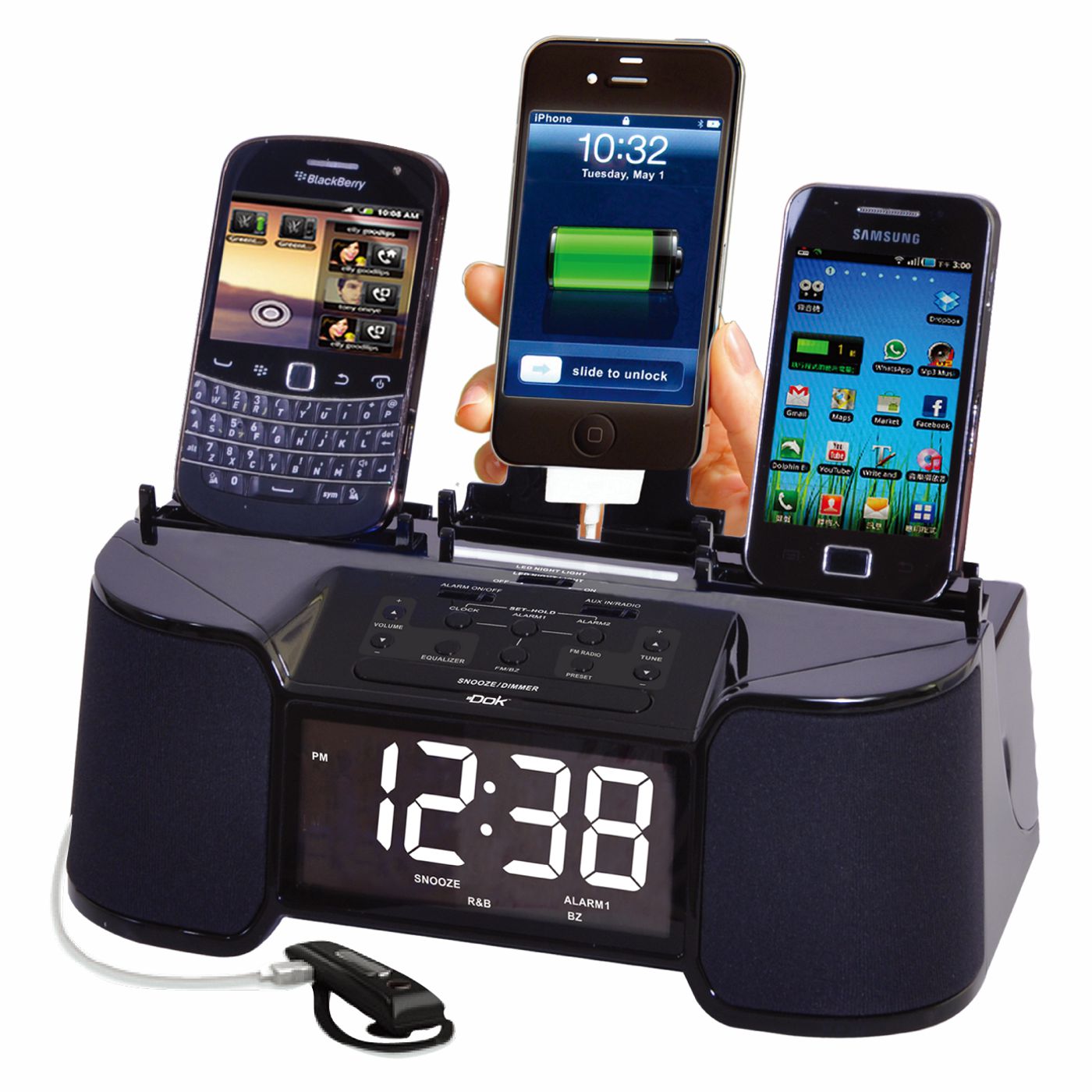 CR32 - 4 Port Smart Phone Charger with Speaker, Alarm, Clock & FM Radio CR32 - 4 Port Smart Phone Charger with Speaker, Alarm, Clock & FM Radio